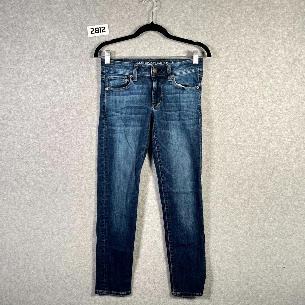 American Eagle Outfitters Skinny Jeans Womens 2 Blue Denim Cotton Stretch Casual